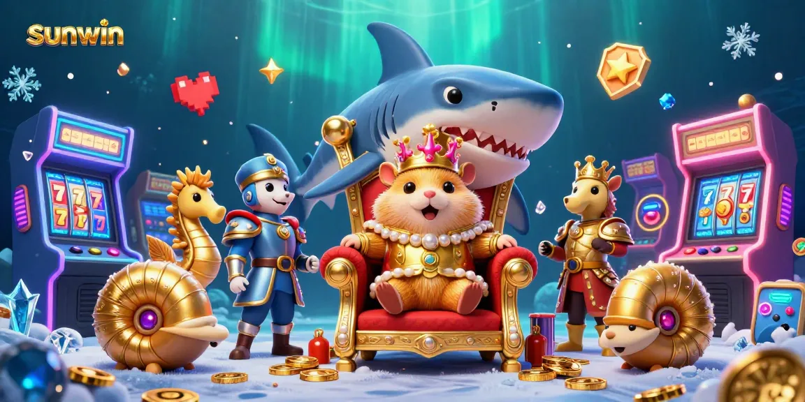 Experience thrilling gameplay at sunwin with a gaming scene featuring a golden hamster king and dynamic casino elements.