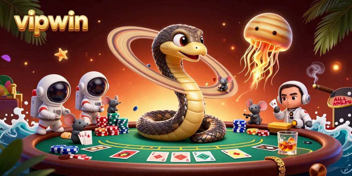 Experience the thrill of vipwin with a cosmic roulette scene featuring astronaut mice and a golden jellyfish dealer.