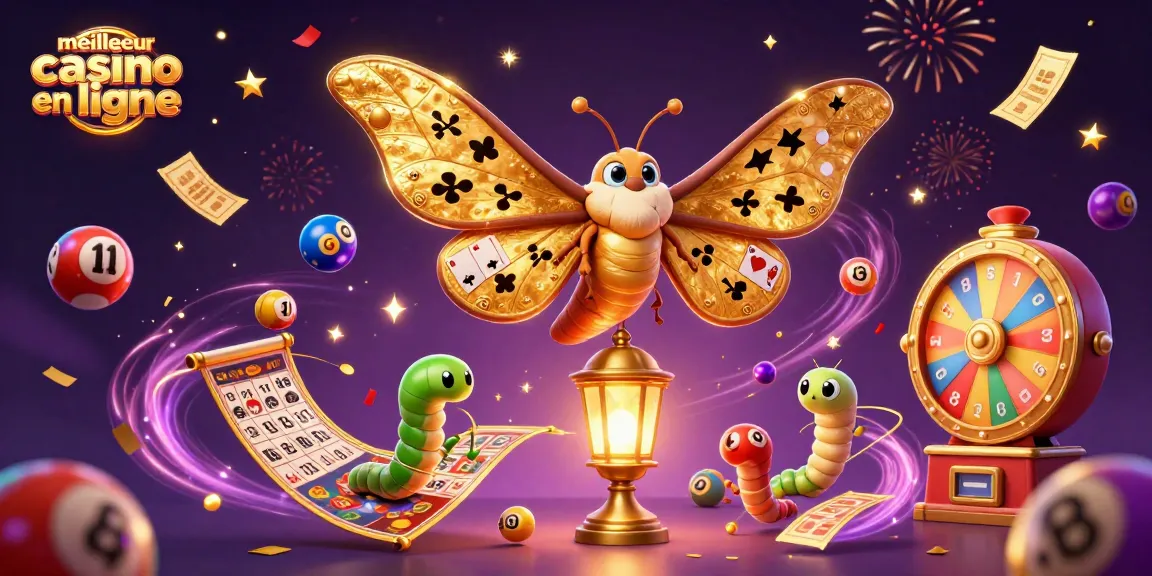 Le meilleur casino en ligne met en avant des jeux variés avec une ambiance festive illuminée par des effets dorés.