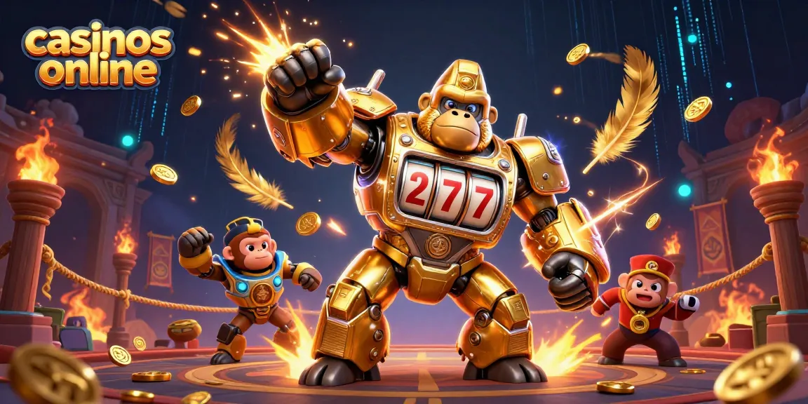 Juega en casinos online con los mejores jackpots, disfrutando de la emoción del juego en una vibrante ilustración 3D.