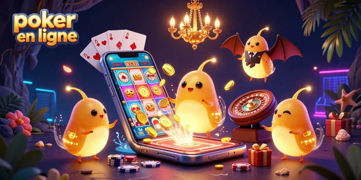 Jouez au poker en ligne avec des personnages lumineux dans un casino enchanteur.