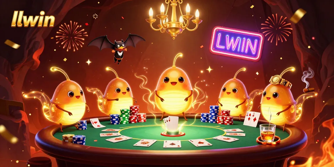 Experience thrilling poker action at LLWIN's vibrant casino, with glowing characters and immersive gameplay.