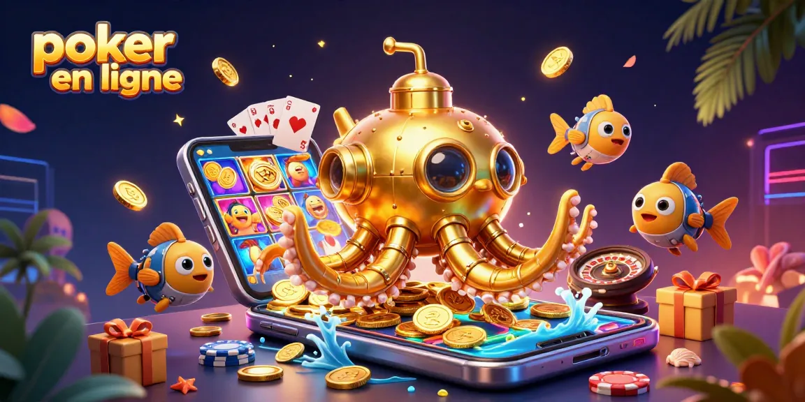 Jouer au poker en ligne avec des éléments de casino dans une illustration animée.