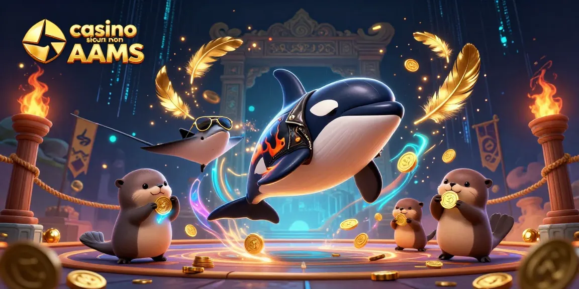 Cattura l'attenzione con l'orca vestita da biker nei casinò sicuri non AAMS mentre si diverte con gli altri personaggi e oro
