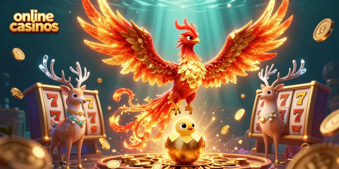 Experience thrilling online casinos with vibrant phoenix imagery and dynamic slot elements.